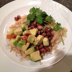 Warm bean and rice Mexican salad